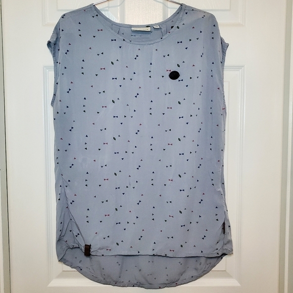 Naketano Ladies Shirt M Blue Gray Sleeveless Round Neck Fabric Viscose - Picture 1 of 11